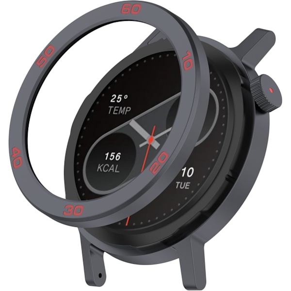 Bezelring Kompatibel med Nothing by CMF Watch Pro 2 Bezel Självhäftande Skydd Anti-Repor Metall Skyddsram Fodral Loop (GråRöd&SilverRöd) Gr