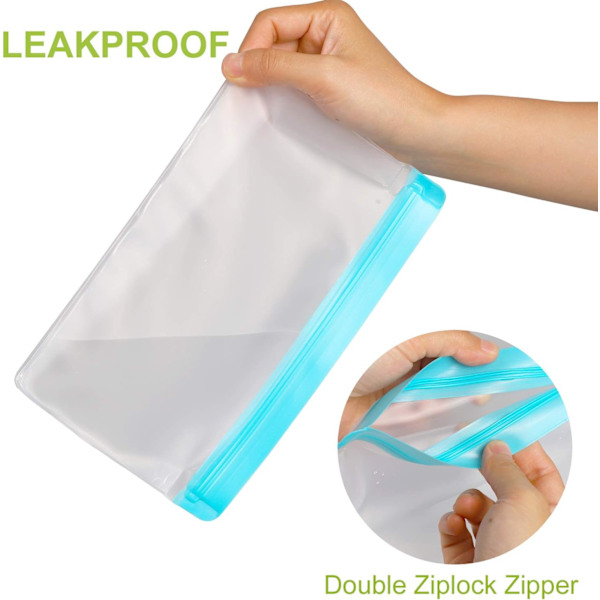 Genanvendelige Ziplock-poser i silikone, 10 stk. genanvendelige fryseposer