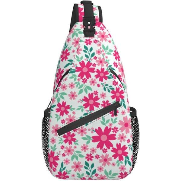 Pink Flower Baggrund Unisex Sling Rygsæk Crossbody Skuldertasker til Mænd