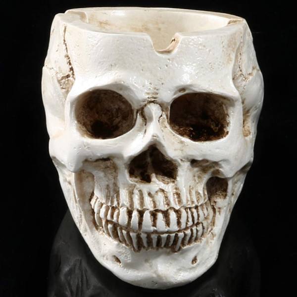 Harpiks Menneske Kranie Askebæger Hjem Ornamenter til Uhyggelige Halloween Dekorationer, Dekorative Kranier, Skeletter Figurer til Bar Tilbehør, Rygerum