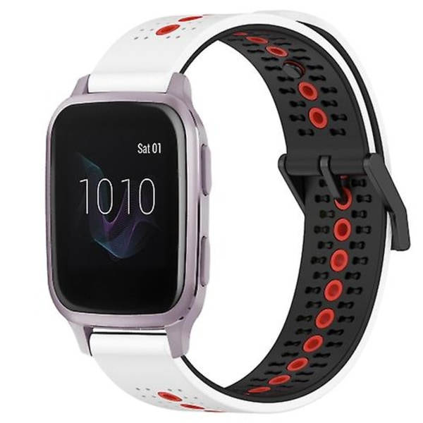 För Garmin Venu Sq 20mm Trefärgad Andningsbar Silikonklockarmband LHY White-Black-Red