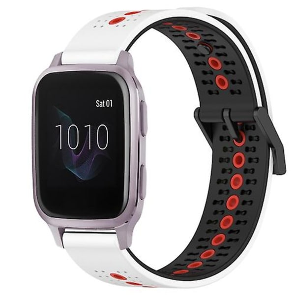 Til Garmin Venu Sq 20mm Trefarvet Åndbar Silikone Urrem LHY White-Black-Red