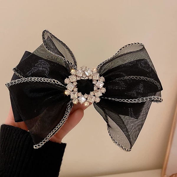 Stor rosett hårklämma Rhinestone hårklämma starkt grepp rosett hår