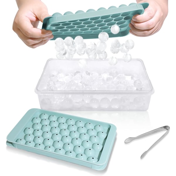 Jääpalamuotti kannella ja säiliöllä - Pyöreät jääpalamuotit pakastimeen kannella - Jääpalamuotit pakastimeen jääastialla (0,8\"-2PACK Sininen) Sininen 0,8\"-2