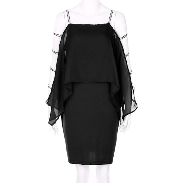 Plus Size Chiffon Knälång Klänning för Kvinnor Casual Fladdermusärm Mode