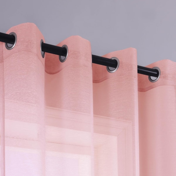 Blush Rosa Gardiner for Jenterom, Transparent Bohemske Gardiner for Barnerom, 84\" Lange, Lys Grå Rose