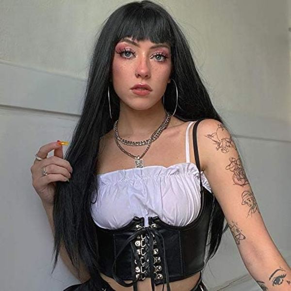 Kvinders PU Læder Bustier Crop Tops Gotisk Punk Snøre Tank Tops Camisole