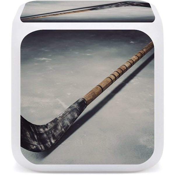 Led-väckarklocka, hockeyklubbsutskrift digital väckarklocka stämningsljus väckarklocka sovrumsdekorationsklocka mångsidig väckarklocka vit vit