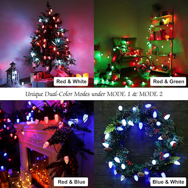 RGB C9 Julelys Udendørs, 66ft 100 LED Farveskiftende Juletrælys, Sammenkædelig Fjernbetjening Julelyskæde, Dæmpbar