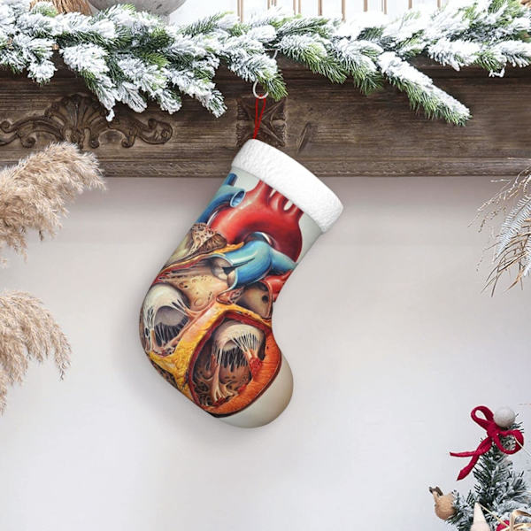 Menneskelig Anatomi Hjerte Kort Julepynt Strümpfe :: 45 cm Gaveholder til Fest Ferie Dekorationer Ornamenter (1 Pakke)