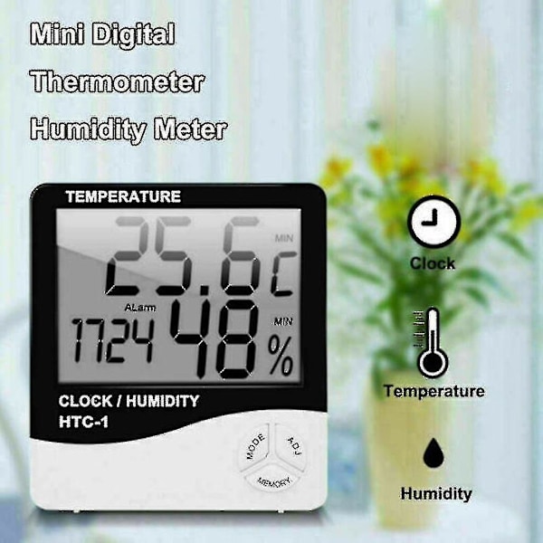 Ndoor Rum Lcd Elektronisk Temperatur Fuktighet Meter Digital Termometer Hygrometer Väderstation Alarm Kloc,,