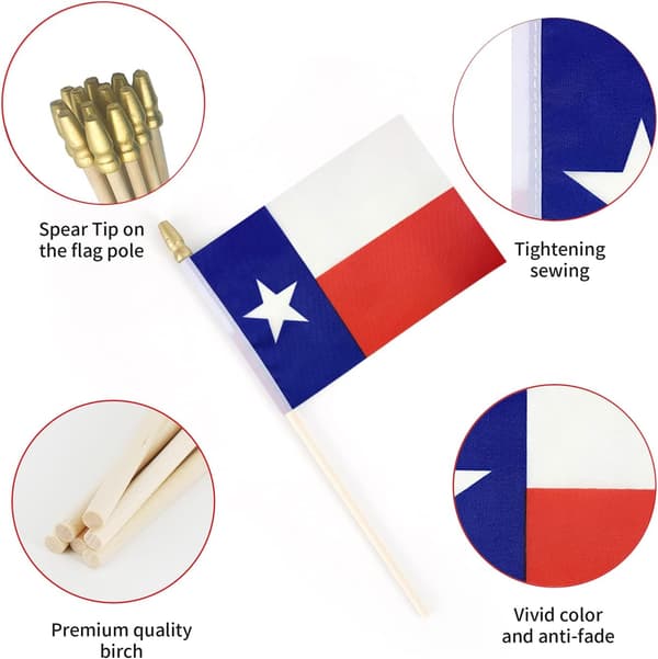 Texas delstatsflagg mini små håndholdte pinneflagg 4x6 tommer 12-pakning