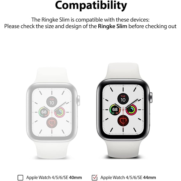 Slim [Anti-Gulningsmaterial / 2-pack] Kompatibel med Apple Watch Series 6, 5, 4, SE (2020), SE (2022) 44mm Skal för Minimalistisk, Solid Skydd för Kvin