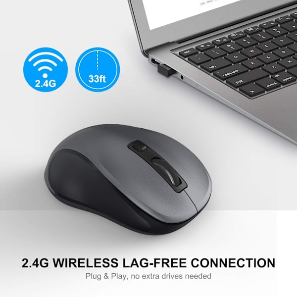 2,4G trådløs mus til bærbar computer, ergonomisk computermus