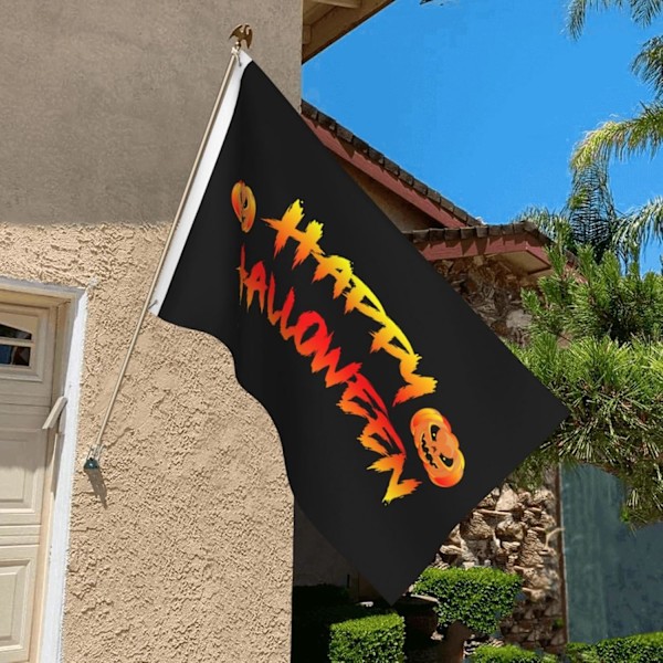 Glad Halloween 3X5FT Dubbelsidig Hållbar Uteplats Lätt Torr Utomhus Överraskningsfest Svart Svart