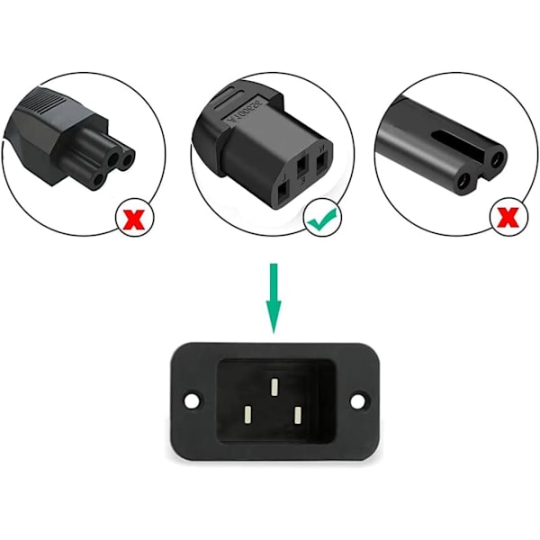 5 fod 18 AWG 3-bens AC-kabel til Samsung, Toshiba, Lg