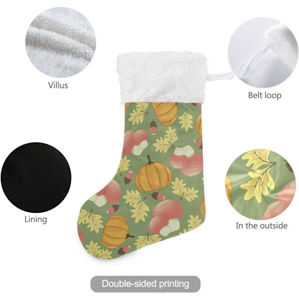 Julklapp, Personliga Julklappsstrumpor Set med 2 Pumpor Svampar Thanksgiving 45,7 cm Julstrumpor Hängande Ornament Eldstad för B