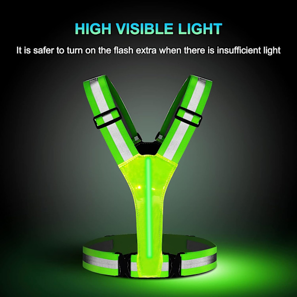 LED Reflekterende Vest Løbeudstyr, USB Genopladelig LED Lys Vest