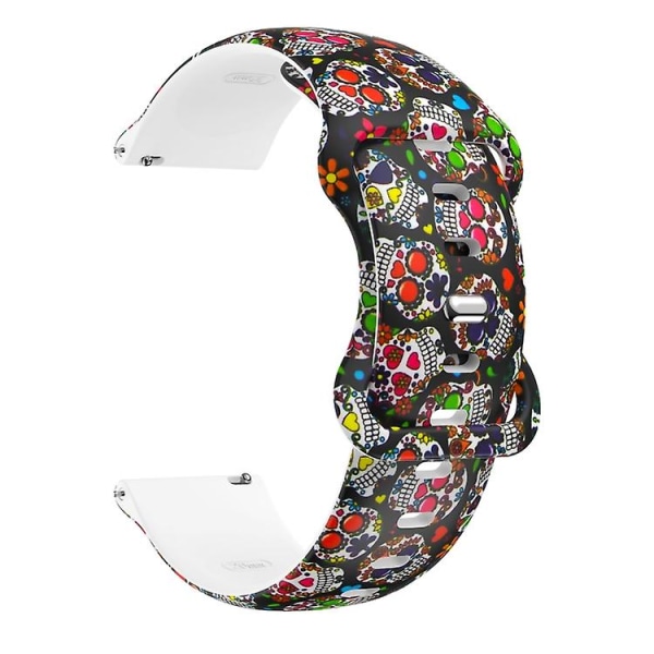 For Fitbit Versa trykt sommerfuglespænde silikone urrem ZLS Colorful Skull