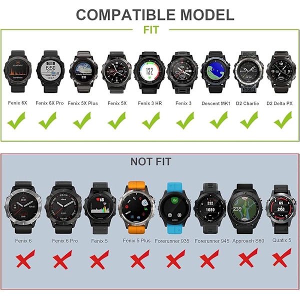 OVERSTEP Silikonarmband för Garmin Fenix-serien (26 mm)