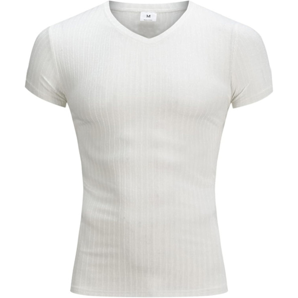 Slim Fit Gym Workout V-halsad T-shirt med kort ärm för män