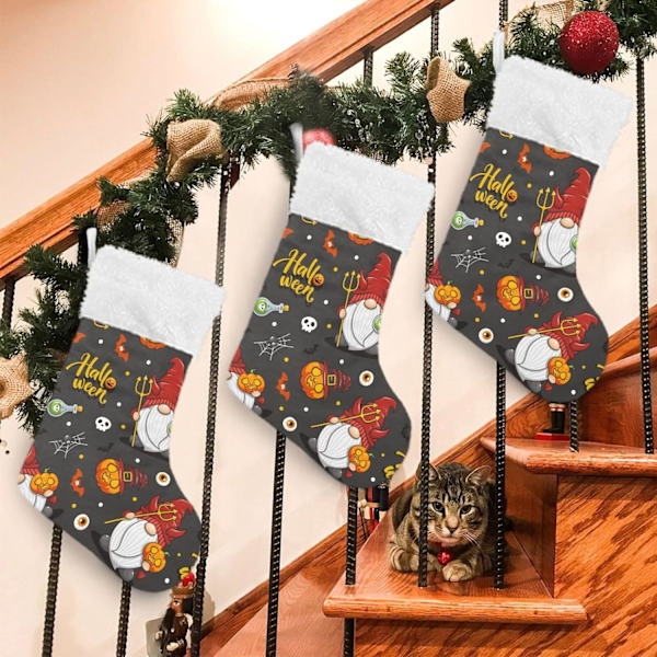 Julklapp, personliga julklappsstrumpor 2-pack Halloween Tomte Pumpa 45,7 cm Julstrumpor Hängande Ornament Eldstad för träd