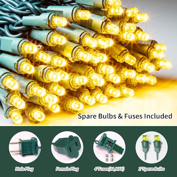 100-pack gula - ljusslingor - 21,6 fot LED-julbelysning, miniled-lampor för inomhus- och utomhusbruk, hem, semester, fest, bröllop, självständighetsdag