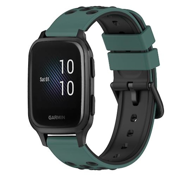 För Garmin Venu Sq 20mm Tvåfärgat Silikon Armband LWP Olive Green - Black