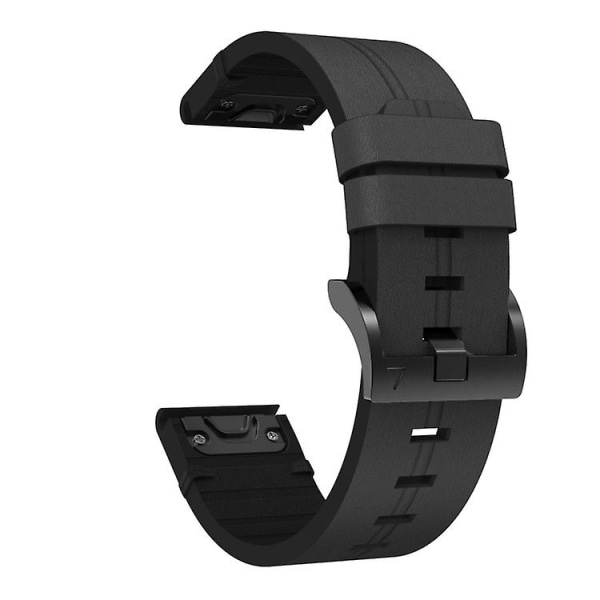 For Garmin Fenix 5 Plus 22mm Læder Stål Spænde Urrem DPZ Black