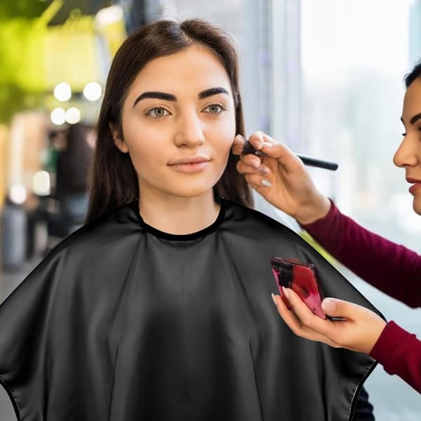 3 stk. kappe til klipning, kort kappe til hårfarvning, justerbar hals, make-up-forklæde, salonhårkappe, barberkapper, hårklippekapper til voksne, sort