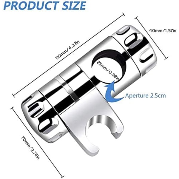 Glidande duschhuvudhållare - 25 mm glidstång för duschstång