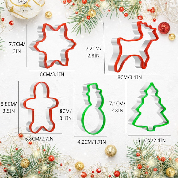 Julform kakskärare set 5 delar - Rostfritt stål julbakning