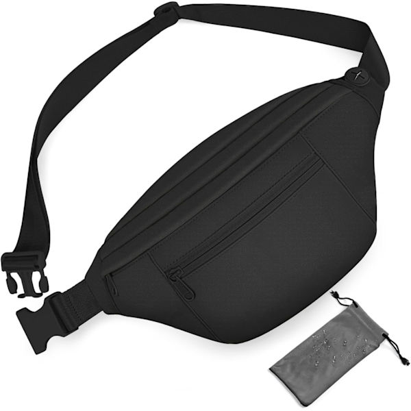 Stor Crossbody Fanny Pack - 3 dragkedjor, stöldskyddad midjeväska
