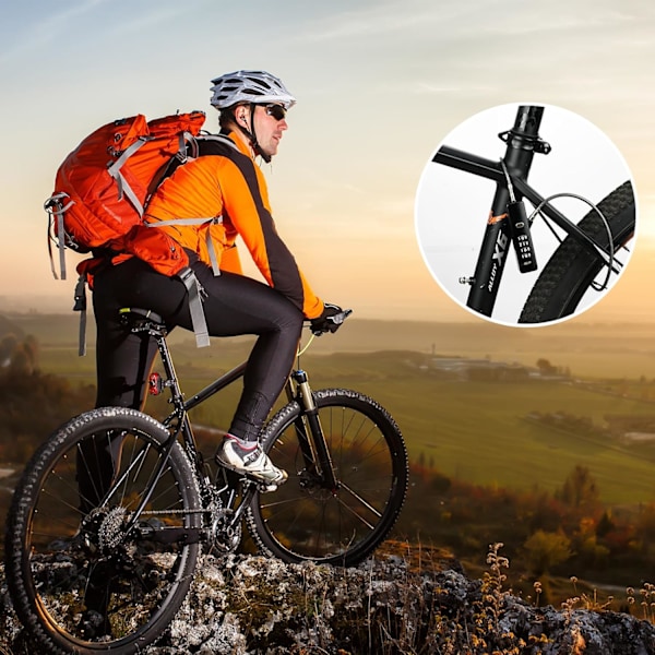 Kabel låse med kombination, med 3 udskiftelige låsekabler i forskellige længder, multifunktionel kombinationskabel lås til små cykler,
