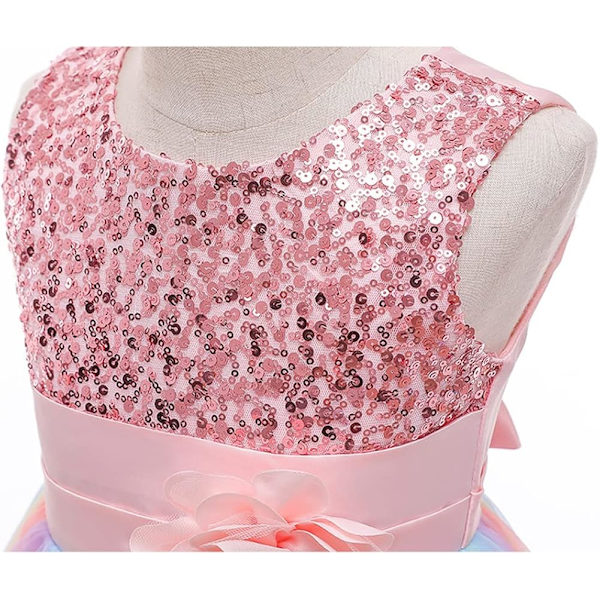 Pigernes Festkjole Prinsesse Sequin Regnbue Tulle Blomsterpiger