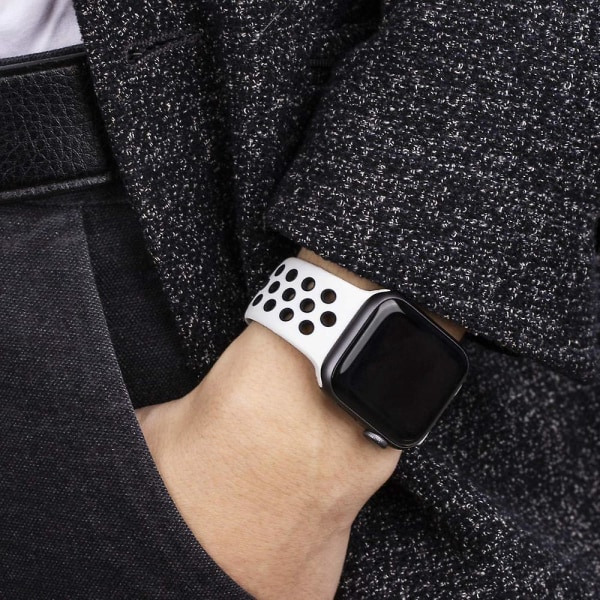 Solo Loop-rem för Apple Watch Band 44mm 40mm 38mm 42mm Andas Silikon Elastiskt bälte Armband Band Iwatch Series 3 4 5 Se 6 white black 42mm or 44mmS