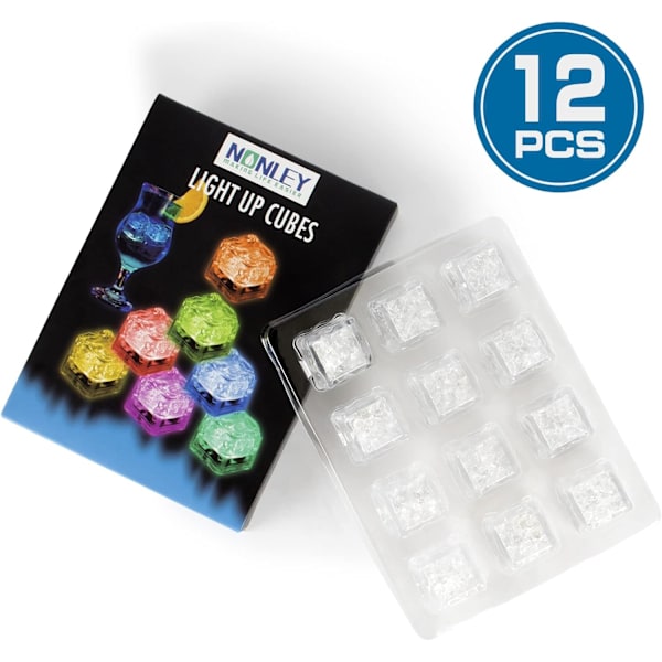 Lysande Isbitar för Drycker, 12-pack LED Isbitar Vätskeaktiverade, Självlysande Vattentäta Isbitar för Hemmabar Tillbehör Sommarfest Bröllop