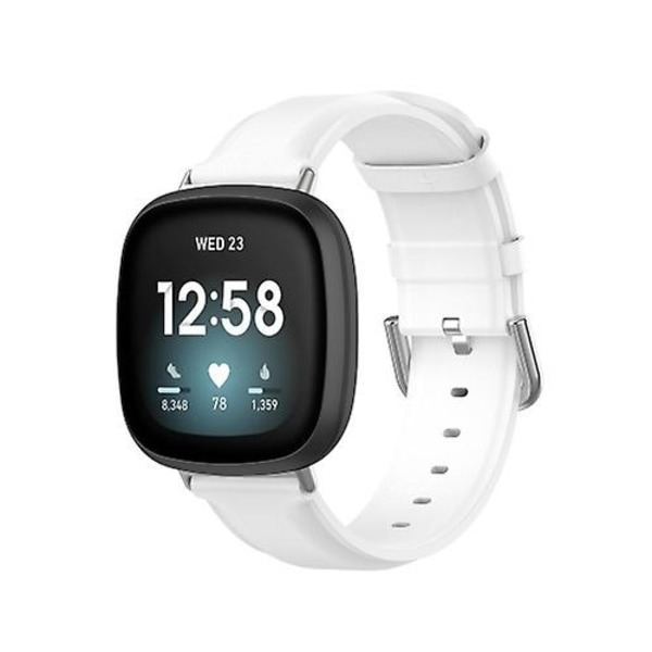 Äkta läderarmband för Fitbit Versa 4 / Sense 2 EFZ White