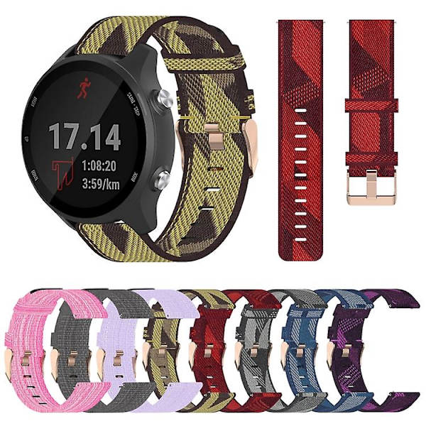 För Garmin Forerunner 245 Music 20mm Nylon Woven Watch Band YZM Grey