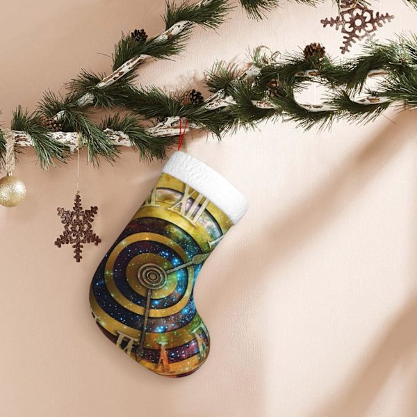 Klocka Rymden Galaxen Tid Ljus Julstrumpor Strumpor Påsar Hängande Strumpor Ornament För Julgran Dekoration Presenter