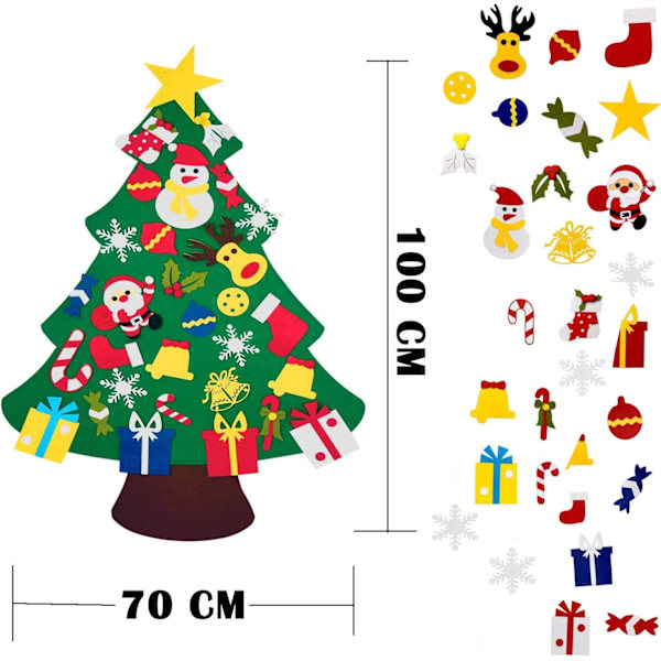 Filt julgran Set 20st Ornament Väggdekor för barn julklapp