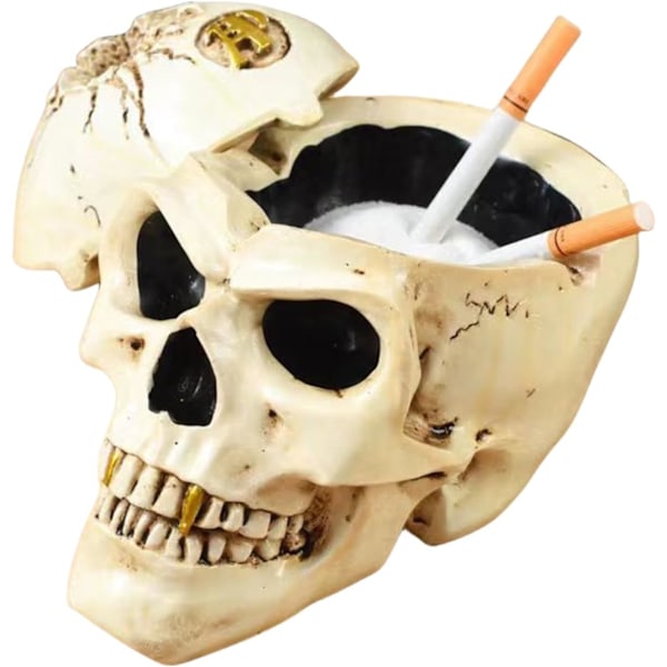 Kreativitet Skull Askebæger Askebægre Desktop til Mænd Rygning Moderne Fashionable Sjovt Resin Materiale til Husholdning Kontor Halloween Ornamenter Grøn En