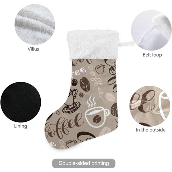 Julklapp, personliga julklappsstrumpor 2-pack Kaffeekonst 45,7 cm Julstrumpor Hängande Ornament Kamin för träddekoration 17,7