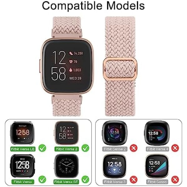 Flätade stretchiga remmar för Fitbit Versa 2 - Mjuk justerbar sportrem