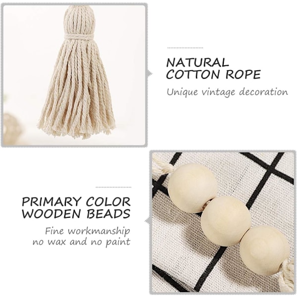 4 st Tofs Träpärlor Ornament Natural Cotton Line Dekor Tofs