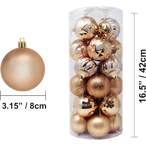 24 stk. 3,15'' julekuglepynt, uskadelige juletræspynt