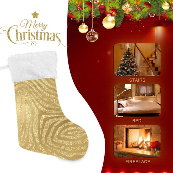 Julklappsstrumpor, 1-pack 43,2 cm Guld Djurtryck Glitter Stor Storlek Julstrumpa Present & Dekorationer för Familj Semester Jul Fest