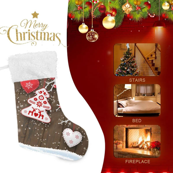 Julklapp, Personliga Julklappsstrumpor 2-pack Julren Braun Trä 45,7 cm Julstrumpor Hängande Ornament Eldstad för Träddekoration