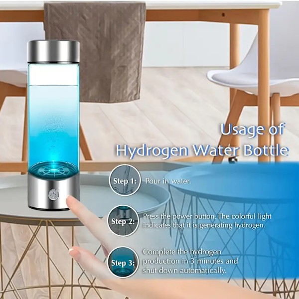 Genopladelig hydrogenvandflaske med PEM SPE-teknologi, hydrogenvand-iongenerator til hjemmet, kontoret og rejser Red