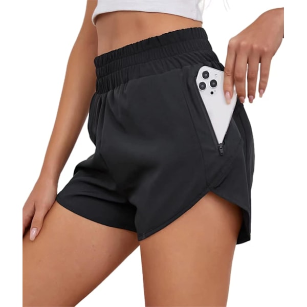 Löparshorts för kvinnor, atletiska shorts, elastiska shorts med hög midja, gym, yoga